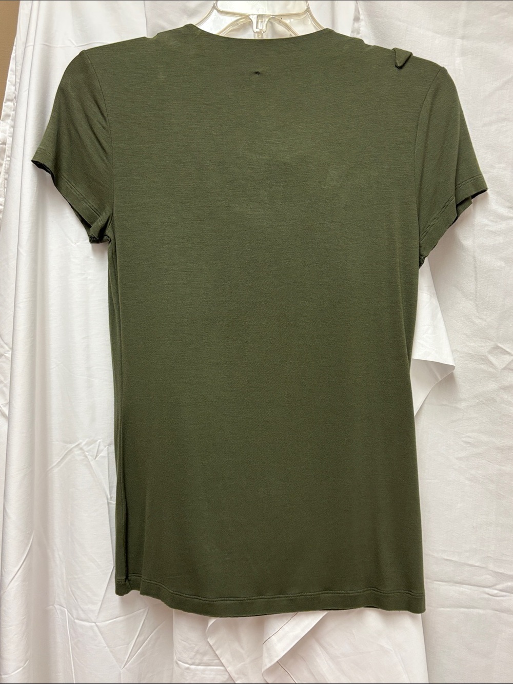 ANTONIO MELANI Olive Green Short Sleeve Draped Neck Tee - Picture 5 of 6